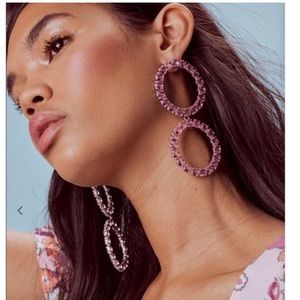 For Love and Lemons Crystal Ball Earrings in Pink Rose